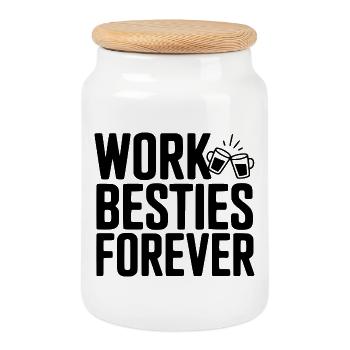 Work Besties Forever - Cookie Jar with Wooden Lid - white - Front