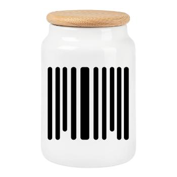 barcode - Cookie Jar with Wooden Lid - white - Front