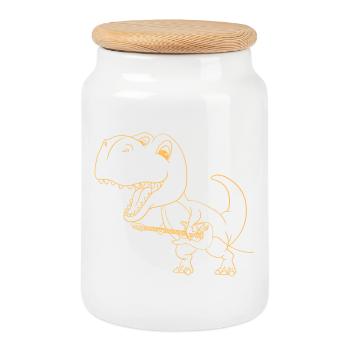 T Rex Guitar T-Shirt Cadeau Humour - Boîte à biscuits avec couvercle en bois - blanc - Devant