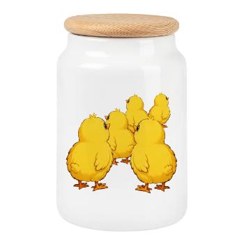 chick - Cookie Jar with Wooden Lid - white - Front