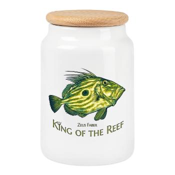 King of the Reef – Zeus Faber Petersfisch - Keksdose mit Holzdeckel - Weiß - Vorne