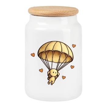 The Little Thought | Parachute - Cookie Jar with Wooden Lid - white - Front