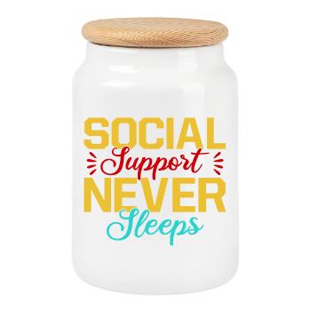 Social Worker Quote Support Never Sleeps Social - Cookie Jar with Wooden Lid - white - Front