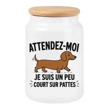 Teckel Cadeau humour personnalisé - Boîte à biscuits avec couvercle en bois - blanc - Devant