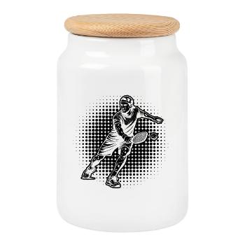 Pickleball Turnier Fans mit Pickleballspielerinnen - Keksdose mit Holzdeckel - Weiß - Vorne