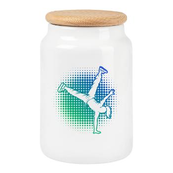 Geschenkidee für die Hip-Hop-Tänzerin mit Breaking - Keksdose mit Holzdeckel - Weiß - Vorne