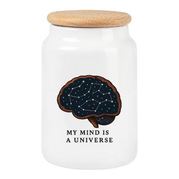 My mind is a universe - Cookie Jar with Wooden Lid - white - Front
