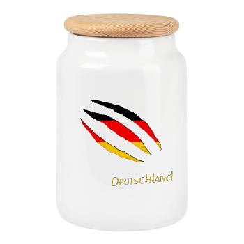 Kratzerflagge Deutschland Deutschland_Risse_Flagge - Keksdose mit Holzdeckel - Weiß - Vorne