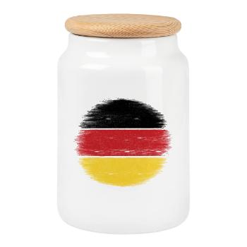 Drapeau de l’Allemagne - Boîte à biscuits avec couvercle en bois - blanc - Devant