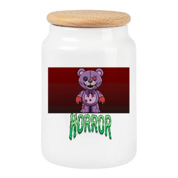 Teddy bear from the horror movie - Cookie Jar with Wooden Lid - white - Front
