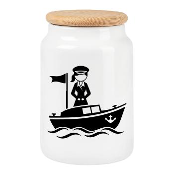 Capitaine Épouse - Boîte à biscuits avec couvercle en bois - blanc - Devant