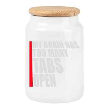 My Brain Has Too Many Tabs Open Lustig Grübeln - Cookie Jar with Wooden Lid - white - Front