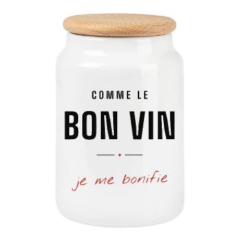 Comme le Bon Vin je me bonifie - Boîte à biscuits avec couvercle en bois - blanc - Devant