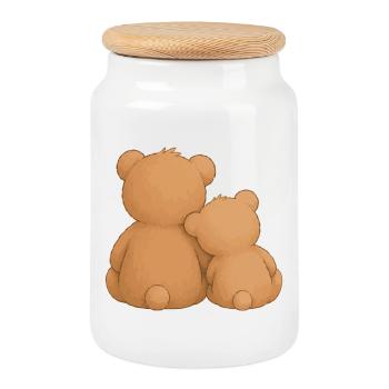 Motif animal de cohésion d’amitié des Ours Câlons - Boîte à biscuits avec couvercle en bois - blanc - Devant