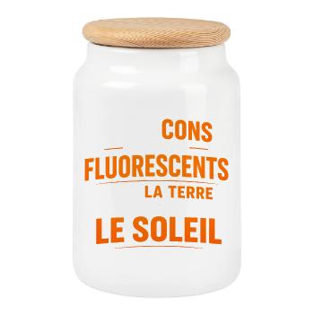Si les cons étaient fluorescents, c'est la terre - Boîte à biscuits avec couvercle en bois - blanc - Devant