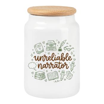 Narrateur peu fiable, Amoureux de livres, écrivain - Boîte à biscuits avec couvercle en bois - blanc - Devant