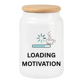 loading motivation - Cookie Jar with Wooden Lid - white - Front