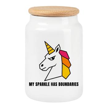 Geometrischer Regenbogen-Unicorn - Keksdose mit Holzdeckel - Weiß - Vorne
