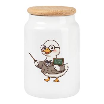 Goose en tant qu’enseignant - Boîte à biscuits avec couvercle en bois - blanc - Devant