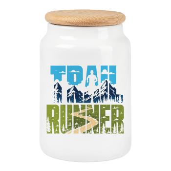 Trail Runner - Cookie Jar with Wooden Lid - white - Front