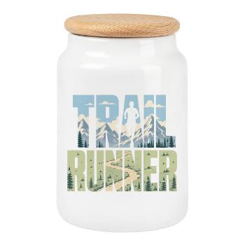 Trail Runner - Cookie Jar with Wooden Lid - white - Front