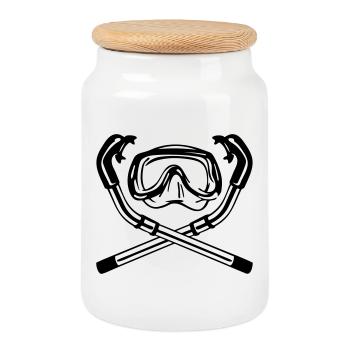 taucher - diving is not a crime - Cookie Jar with Wooden Lid - white - Front