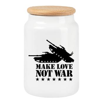 Faites l'amour pas la guerre 1Clr - Boîte à biscuits avec couvercle en bois - blanc - Devant