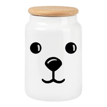 teddy face gesich smile teddybär - Keksdose mit Holzdeckel - Weiß - Vorne