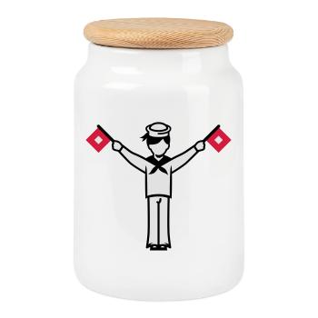 Alphabet U Winker Sailor - Boîte à biscuits avec couvercle en bois - blanc - Devant