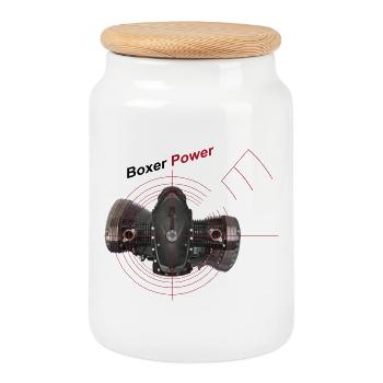 Boxer Power - Keksdose mit Holzdeckel - Weiß - Vorne