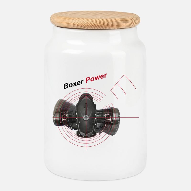 Boxer Power - Keksdose mit Holzdeckel - Weiß