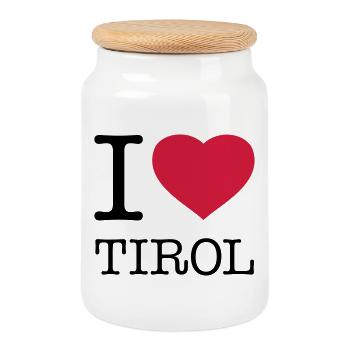 I LOVE TIROL Austria Österreich - Keksdose mit Holzdeckel - Weiß - Vorne