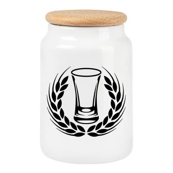 Brandy green wreath - Cookie Jar with Wooden Lid - white - Front