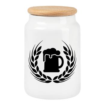 Beer wheat wreath - Cookie Jar with Wooden Lid - white - Front