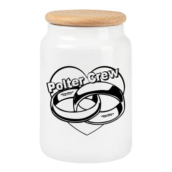 Junggesellenabschied , JGA , Polter Crew (25) - Keksdose mit Holzdeckel - Weiß - Vorne