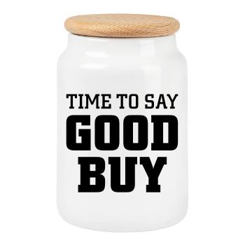 Time to say good buy - Boîte à biscuits avec couvercle en bois - blanc - Devant