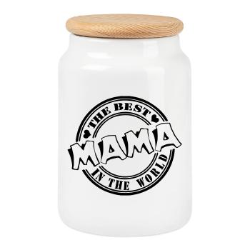 Mutter,Muttertag , Mama The best in the world(25) - Keksdose mit Holzdeckel - Weiß - Vorne