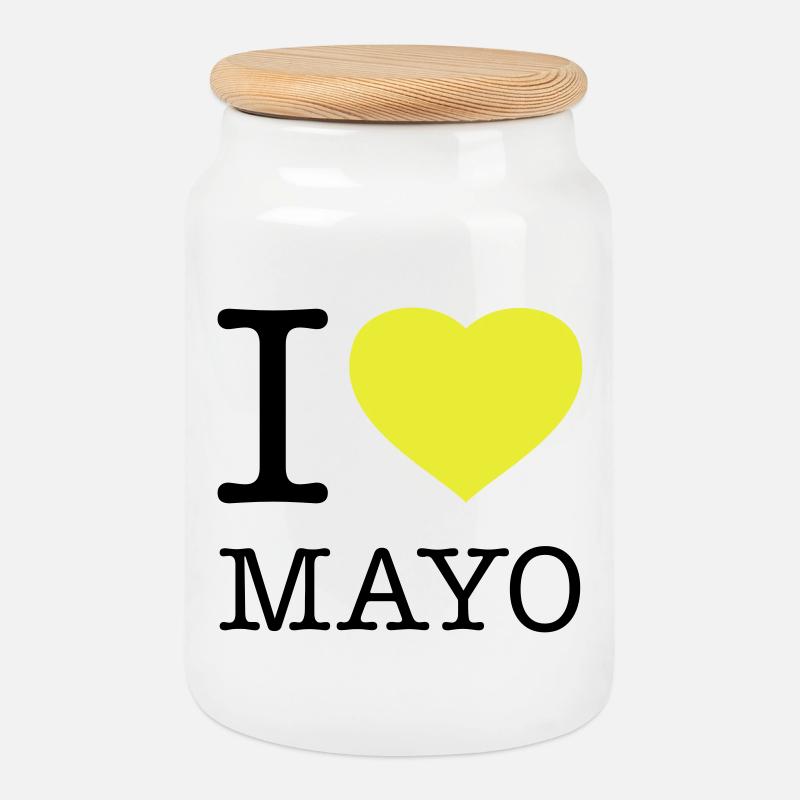 I LOVE MAYONNAISE Mayo - Keksdose mit Holzdeckel - Weiß