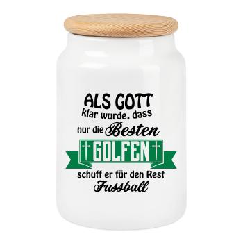 Que le football Golf de Dieu - Boîte à biscuits avec couvercle en bois - blanc - Devant