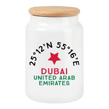 Dubai - Cookie Jar with Wooden Lid - white - Front