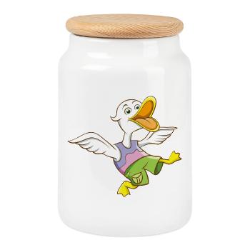 Funny duck shirt motif comic style - Cookie Jar with Wooden Lid - white - Front