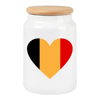 Belgien - Keksdose mit Holzdeckel - Weiß - Vorne