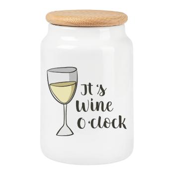 wine - Cookie Jar with Wooden Lid - white - Front