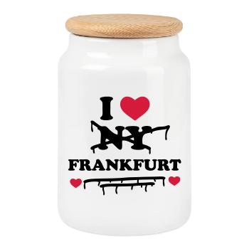 I don't love NY but Frankfurt - Cookie Jar with Wooden Lid - white - Front
