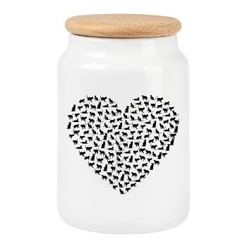 cat - Cookie Jar with Wooden Lid - white - Front