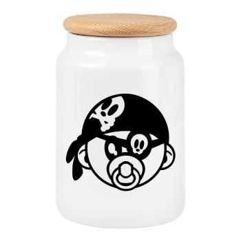 pirate de bébé - Boîte à biscuits avec couvercle en bois - blanc - Devant