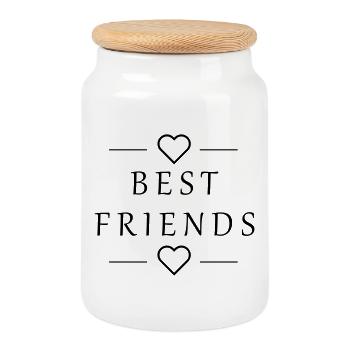 Best friends - Cookie Jar with Wooden Lid - white - Front