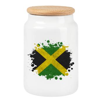 Jamaica Jamaica Blobs Caribbean Gift - Cookie Jar with Wooden Lid - white - Front