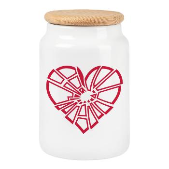 coeur brisé - Boîte à biscuits avec couvercle en bois - blanc - Devant