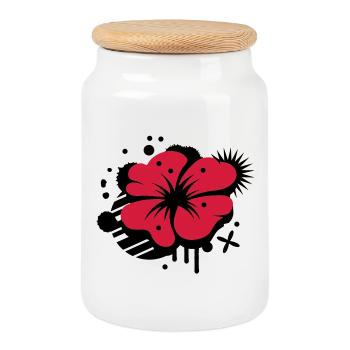 Un coquelicot comme un graffiti - Boîte à biscuits avec couvercle en bois - blanc - Devant